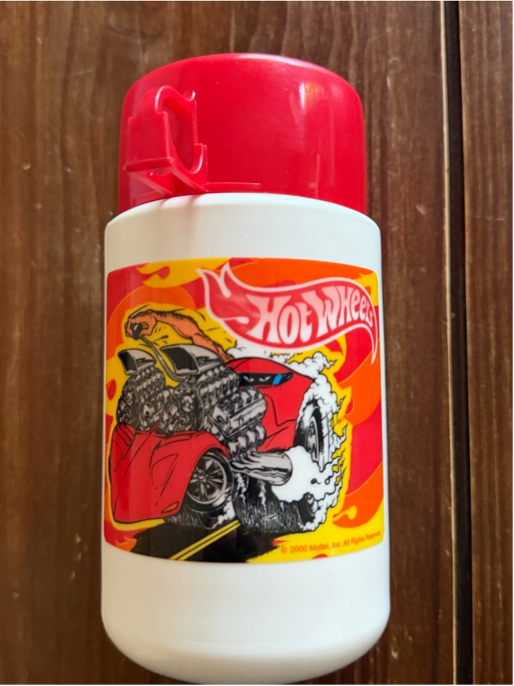 Hot Wheels vintage thermos White Red Water Bottle